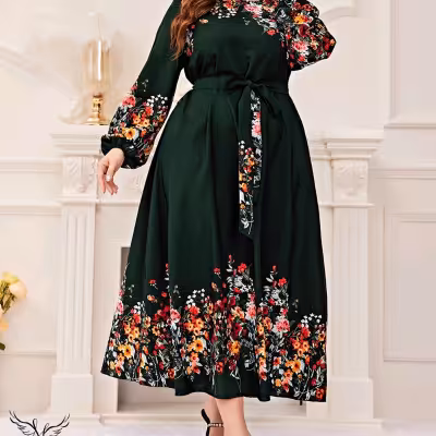 پیراهن مهمانی زنانه کرپ حریر سوپر سافت مدل یقه گرد آستین بلند