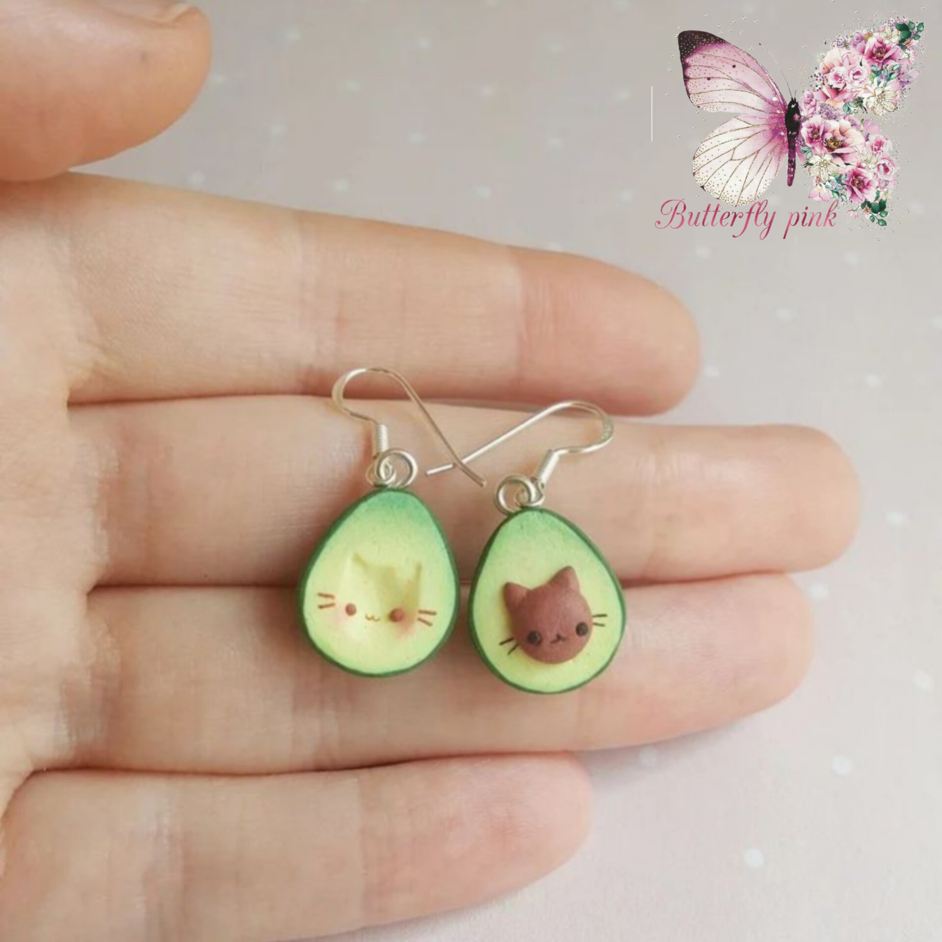 گوشواره فانتزی آواکادو با هسته گربه ای،کیوت و فانتزی،پیشی ملوس