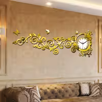 ساعت دیواری مولتی استایل، طرح پیچک، در دو رنگ طلایی و نقره ای، ابعاد 50 در 150 سانت
