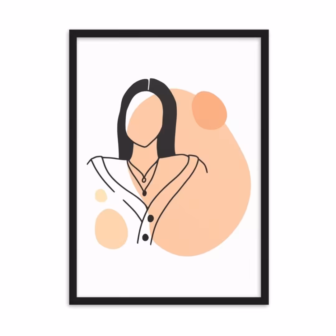 تابلو لاین ارت دختر سبک مینیمال کارشده با رنگ اکرولیک 