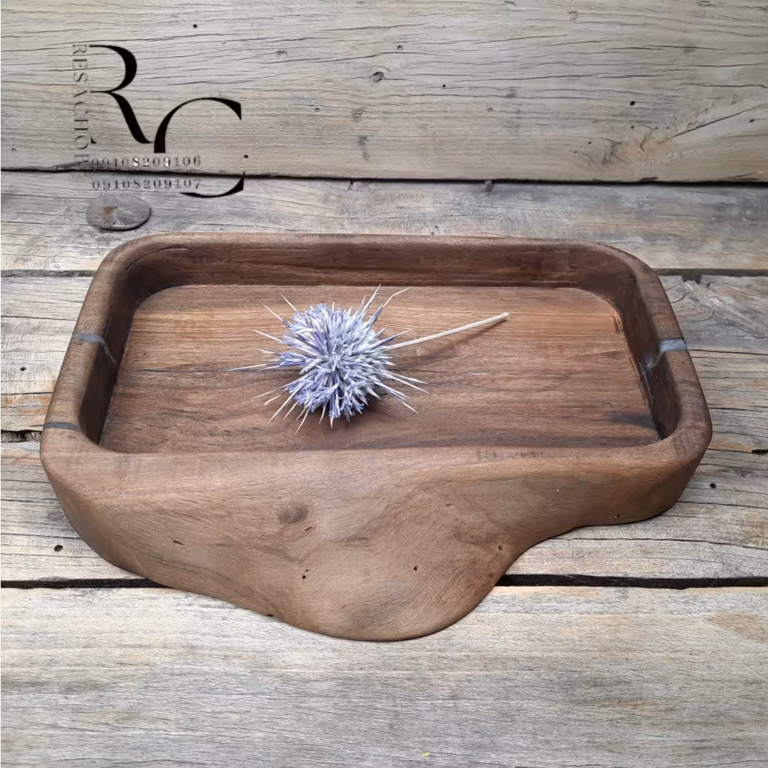 سینی چوب گردو و رزین یک تکه با پوشش روغنی مدل C1316