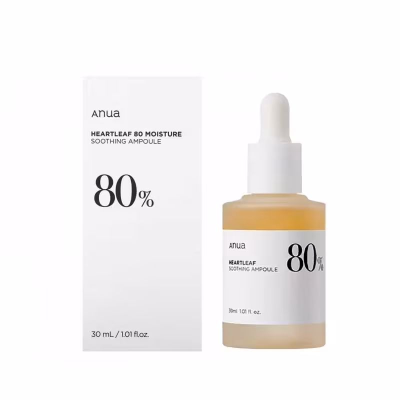 آمپول تسکین‌دهنده مرطوب‌کننده مدل Heartleaf 80% Moisture آنوا 30 میل