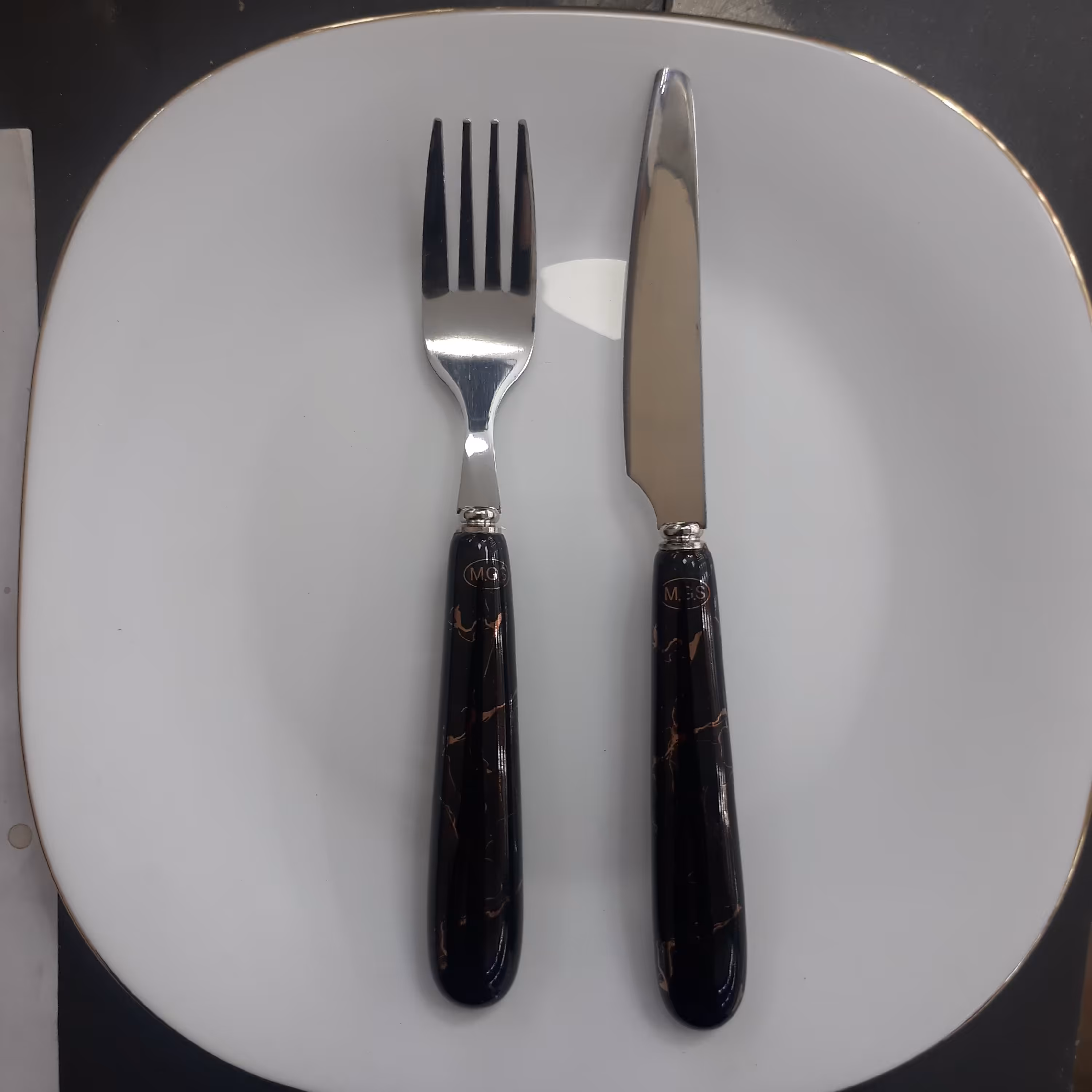 کارد و چنگال میوه خوری سرامیکی طرح ماربل