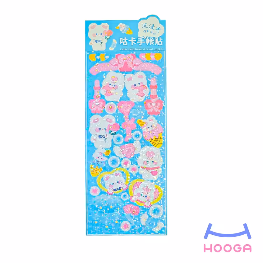 استیکر شاین دار طرح خرگوش و قلب