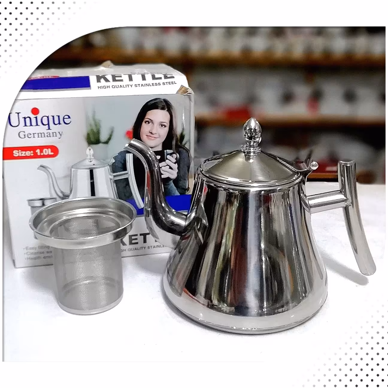 قوری استیل صافی دار 1 لیتر یونیک 