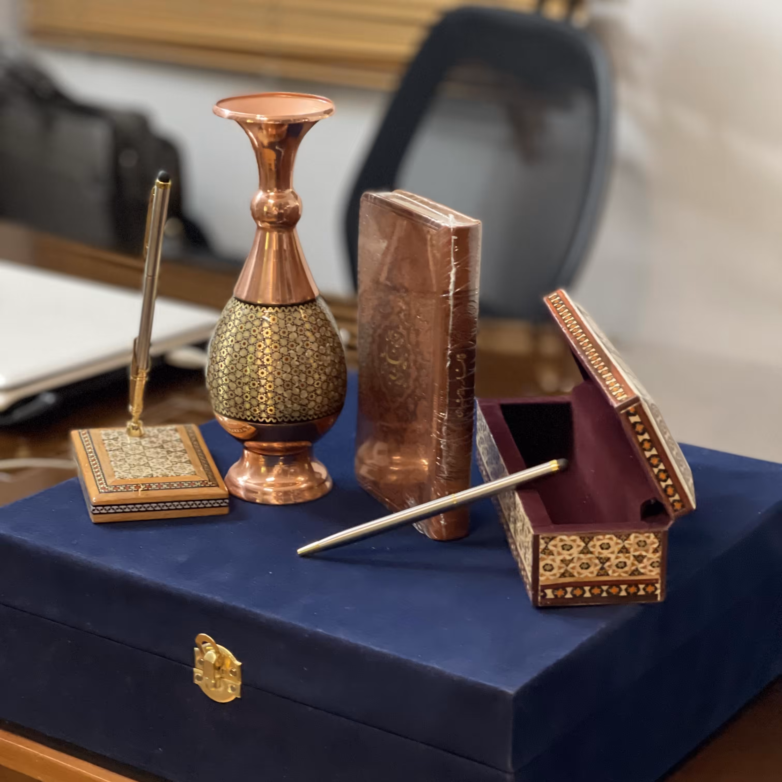 ست باکس مدیریتی خاتم کاری هدیه تبلیغاتی سازمانی صنایع  دستی اصیل اصفهان