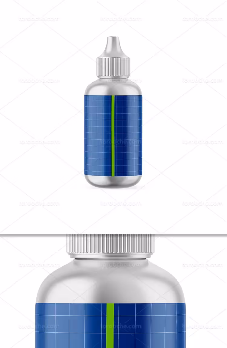 موکاپ قوطی پلاستیکی قطره چکان | گرافیک با طعم تربچه