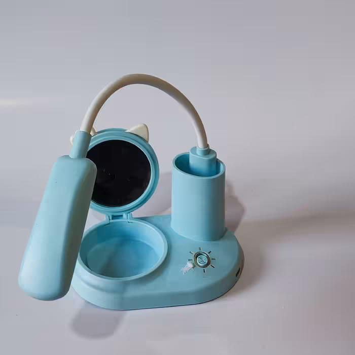 چراغ مطالعه سیلیکونی دوکاره شارژی درجه بک با آینه کوچک و جا قلمی