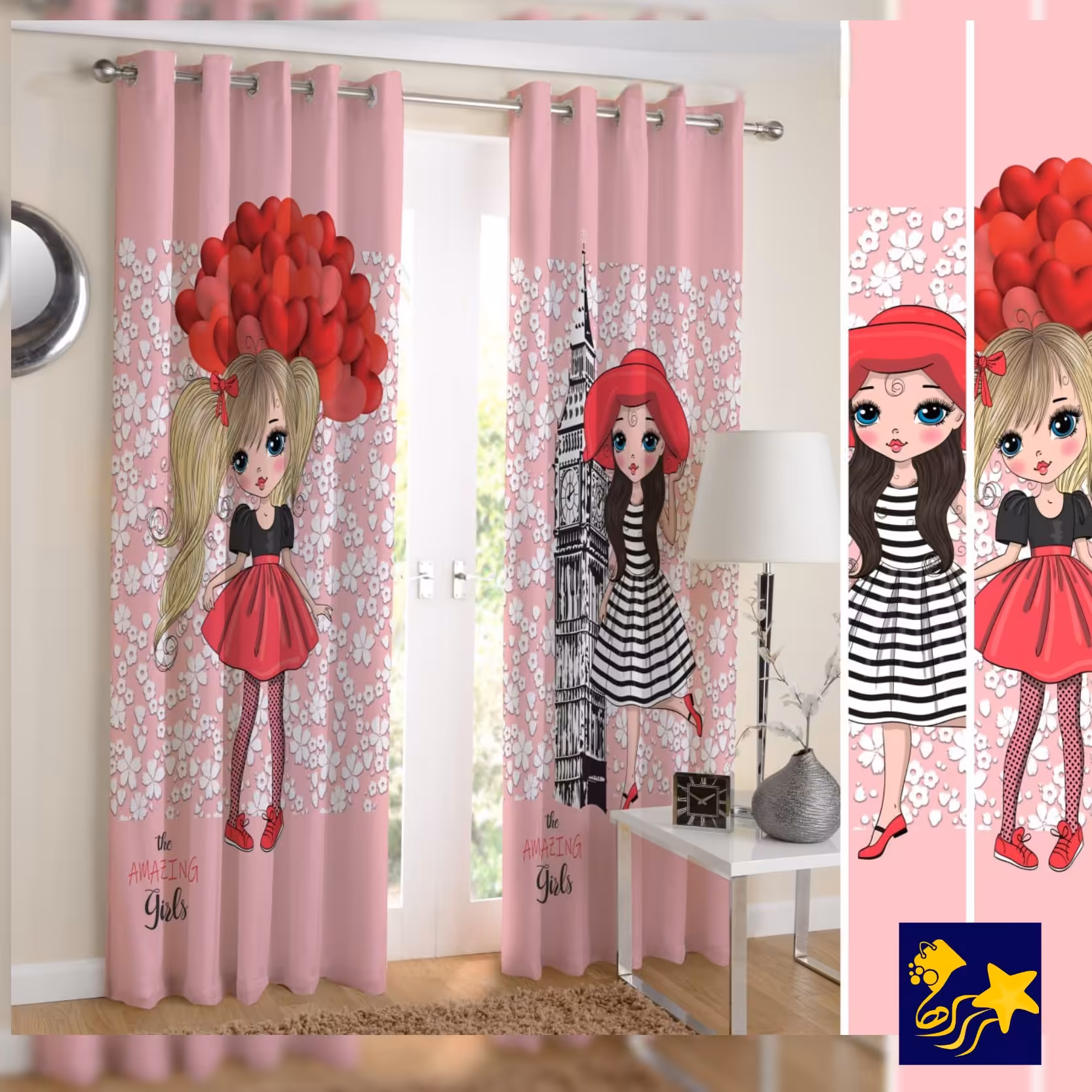 پرده چاپی طرح دختر بچه