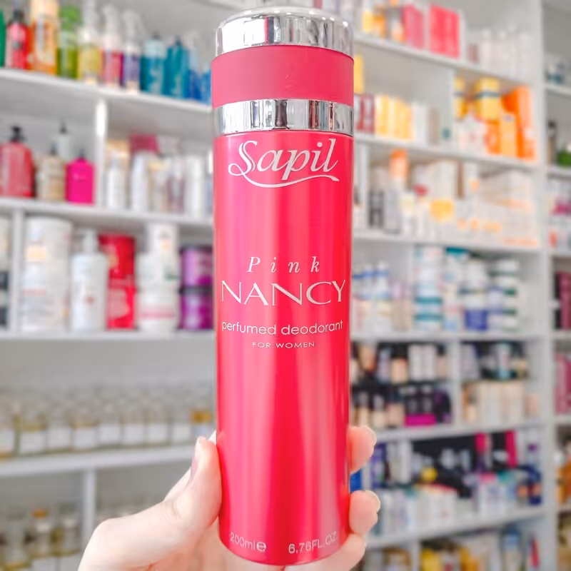 اسپری خوشبو کننده بدن زنانه ساپیل مدل نانسی پینک با ماندگاری بسیار بالا رایحه گرم و شیرین حجم 200 میلی لیتر
