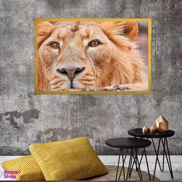 تابلو بکلیت طرح حیات وحش و شیر مدل قاب شاسی T-S7599