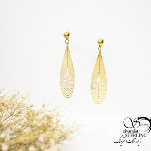 گوشواره آویز اشکی باریک طلایی