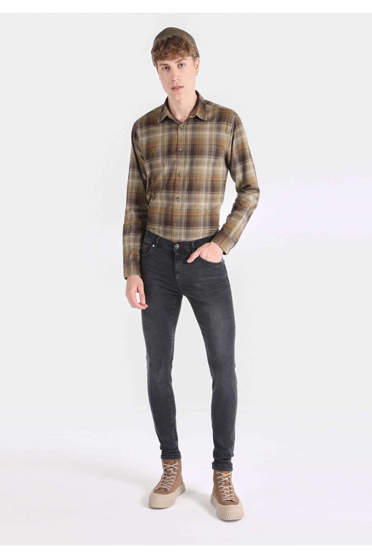 شلوار آبی مردانه 040 Alex Super Slim Fit کمر کم مردگان رنگ Colin’s
