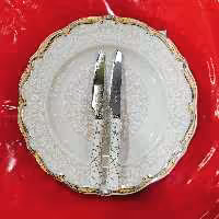 کارد میوه یونیک 12 عدد رنگ سفید خط دار طرح جدید   