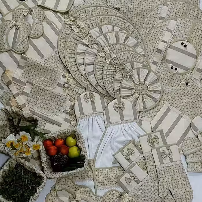 سرویس اشپزخانه با بهترین پارچه کتان نخ ترک