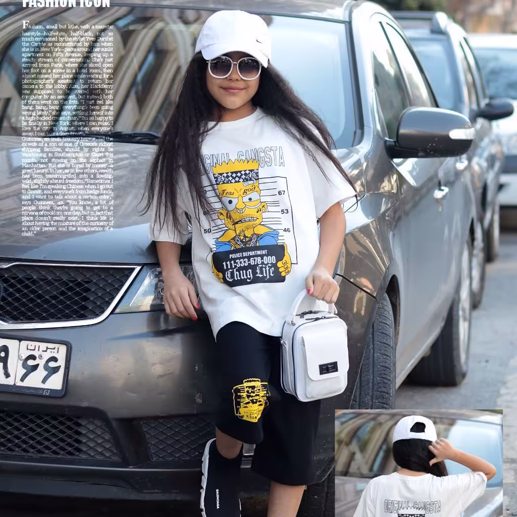 ست اسپرت تیشرت شلوارک بچگانه  لش سیمپسون ها  پشت و رو چاپ با کیفیت لباس کودک