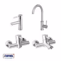 ست شیرالات شودر مدل موناکو پلاس کروم مات