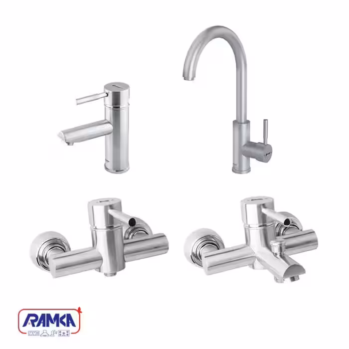 ست شیرالات شودر مدل موناکو پلاس کروم مات