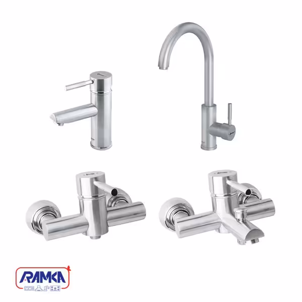 ست شیرالات شودر مدل موناکو پلاس کروم مات