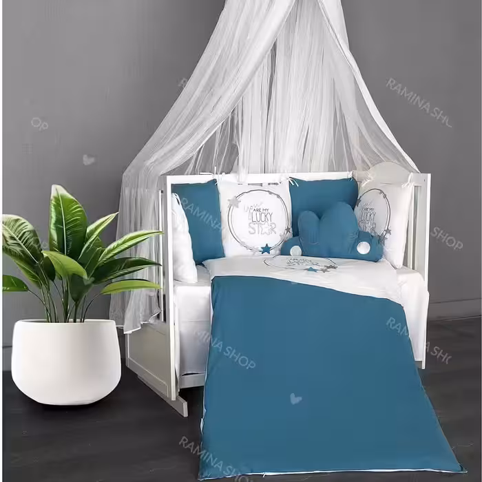 سرویس روتختی نوزاد و کودک پسرانه 8 تکه طرح ستاره سرمه ای شوبیبی Showbaby