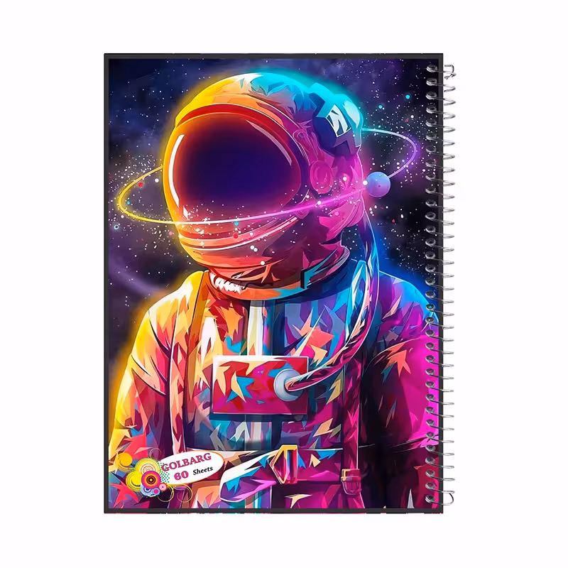 دفتر مشق 60 برگ طرح پسرانه فضانورد جلد گلاسه کد  352