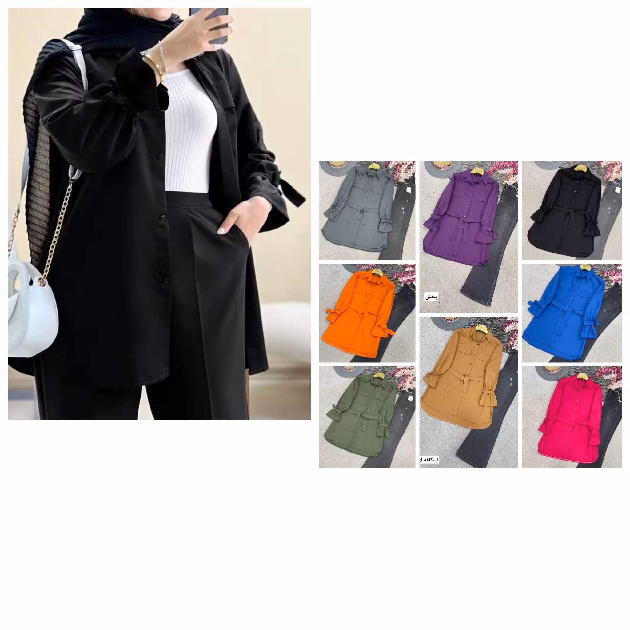 مانتو آستین گت دار جنس داکرون درجه یک در 8 رنگبندی فیری سایز 38 تا 46