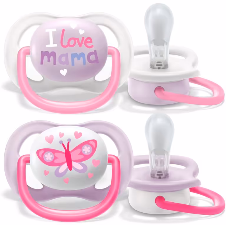 پستانک الترا ایر 0تا6 ماه فیلیپس اونت طرح پروانه و دوست دارم مامان