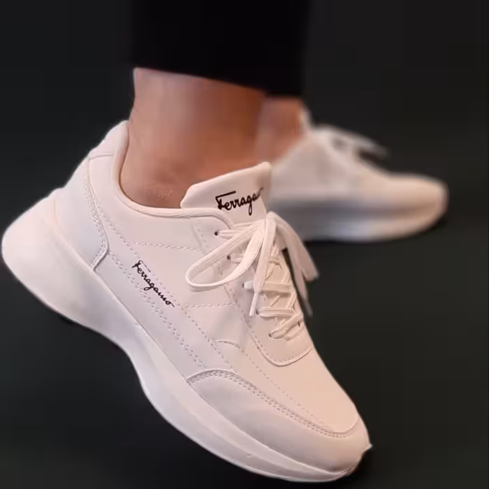 کتونی  طبی سفید مشکی و طوسی 