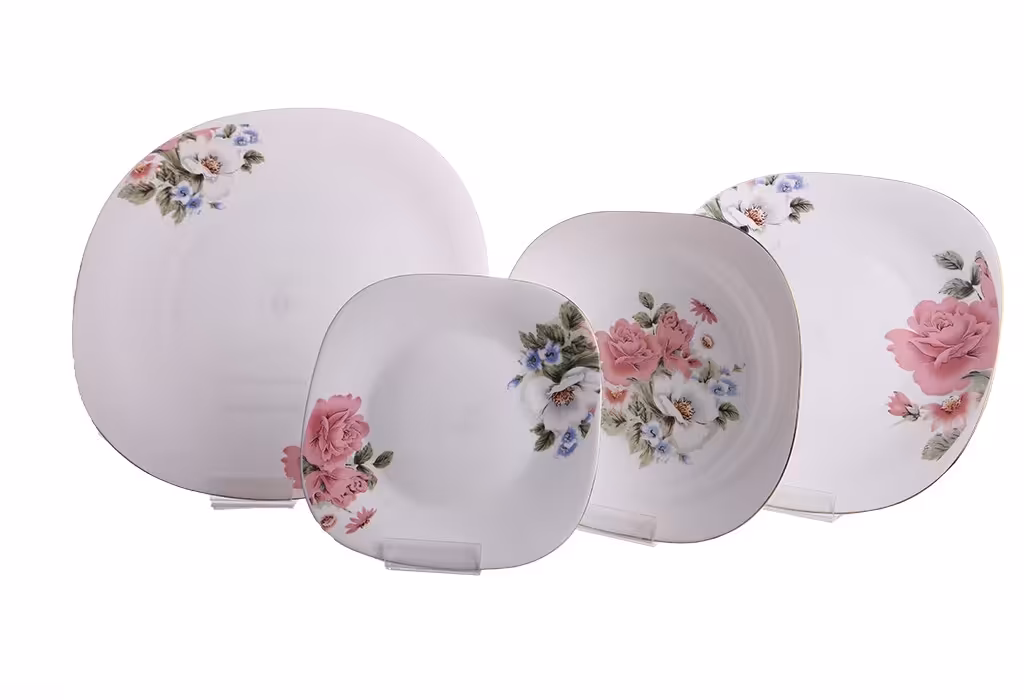 سرویس 6نفره اوپال مقصود طرح رژینا صورتی