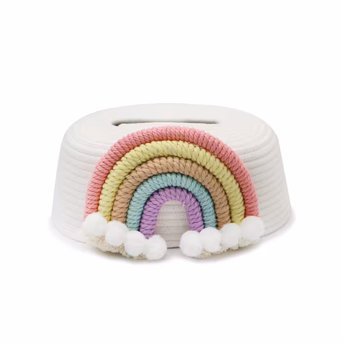 جا دستمال و سطل کنفی رنگین کمان