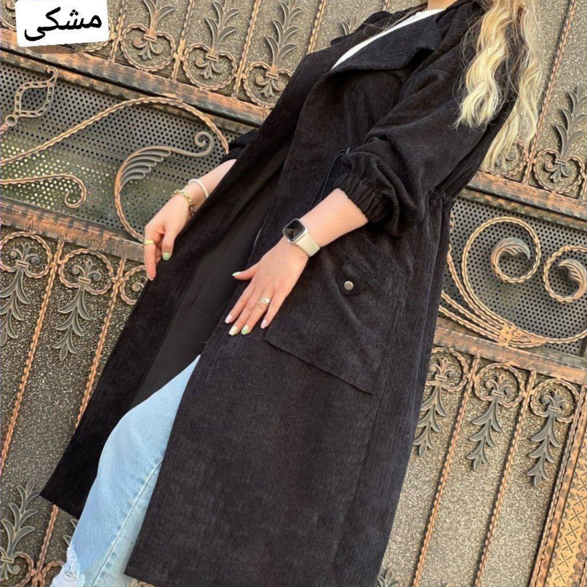 مانتو بلند کبریتی درشت گت دار مدل نیل ناز جنس لباس کبریتی درشت فری سایز 40 تا 48