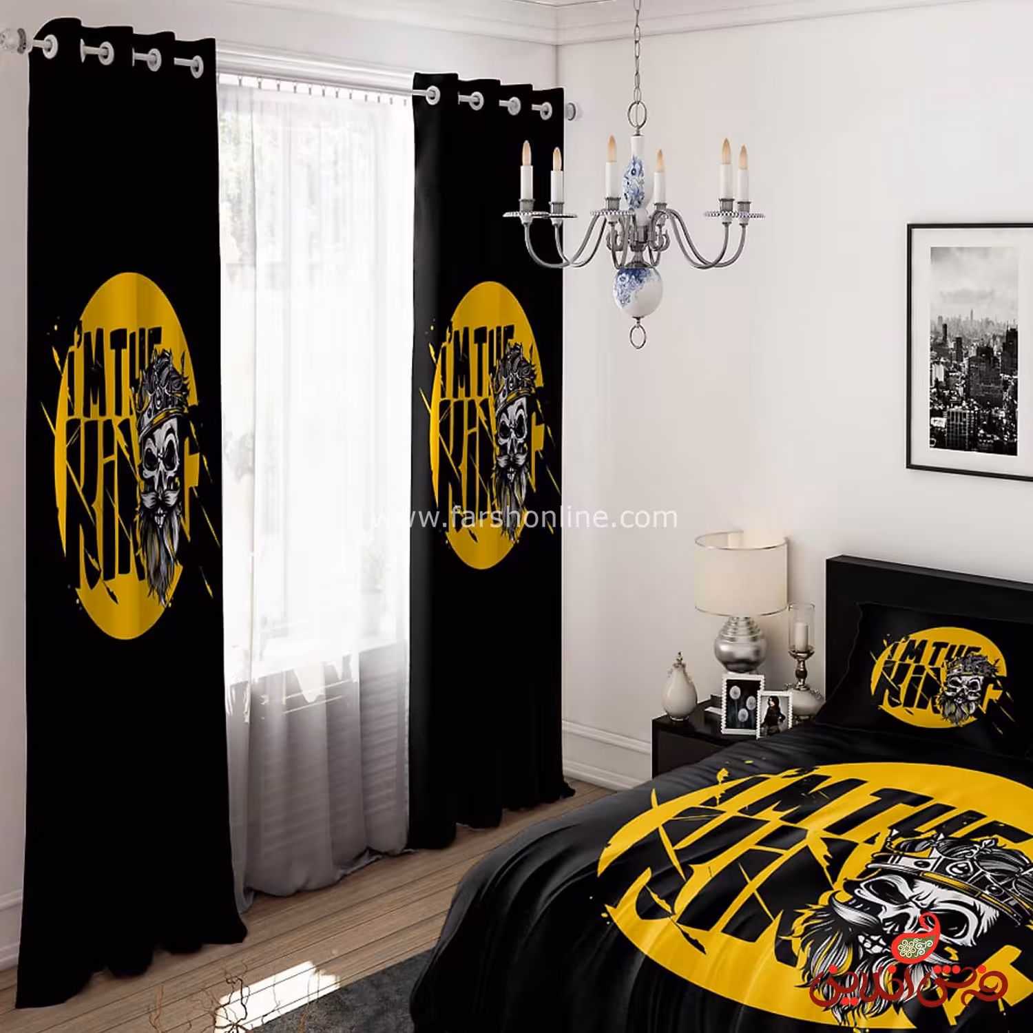 پرده 2 عددی کد 15613/1 طرح اسکلت پادشاه