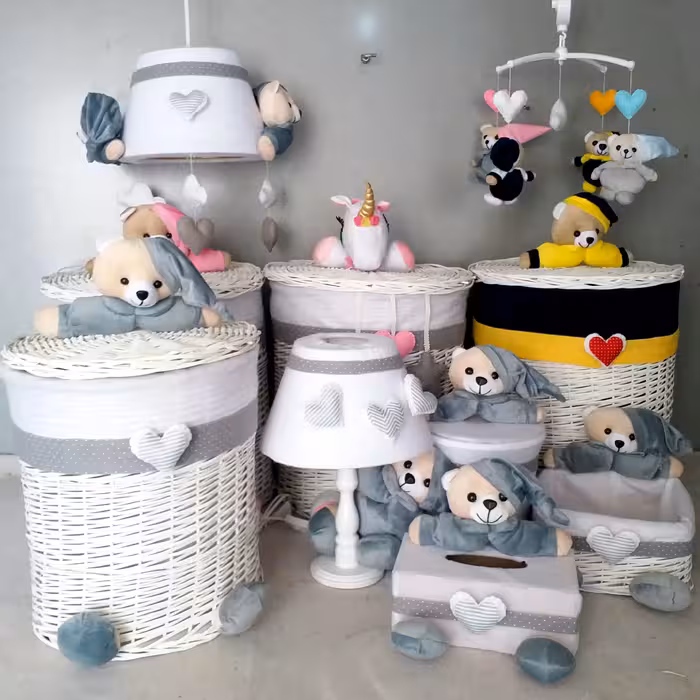 سبد لباس یا سبد اسباب بازی حصیری سیسمونی