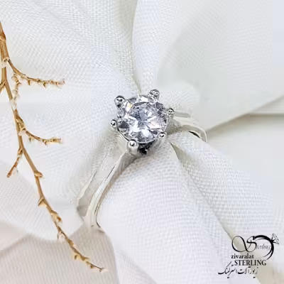 انگشتر نقره نگین الماسی کد 12070