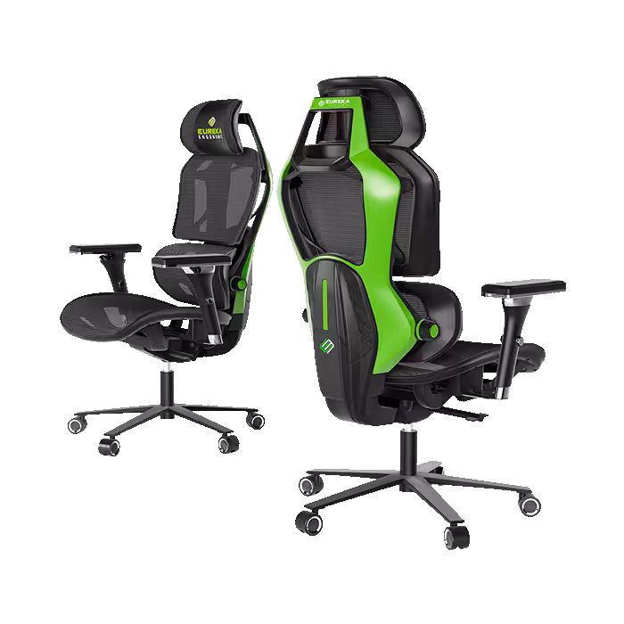 مشخصات،قیمت و خرید صندلی گیمینگ یوریکا سری تایفون مدل Eureka TYPHON Green