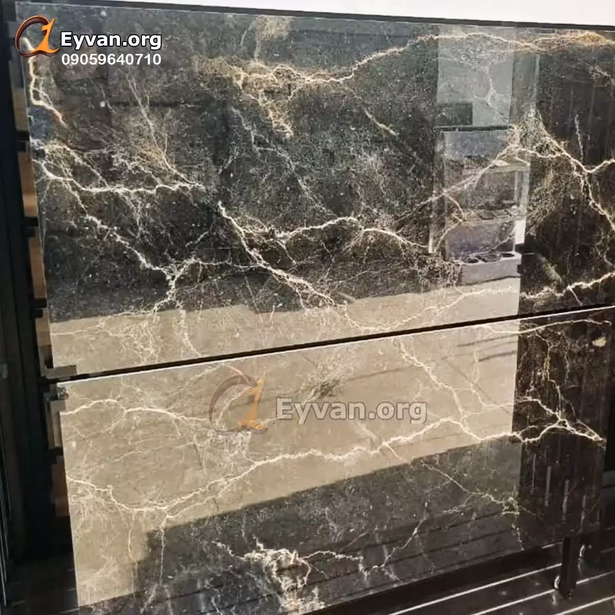 سرامیک مشکی رگه سفید براق کد 11548