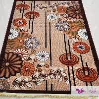 گلیم ماشینی یک و بیست در دو  طرح  گلسان لوزی بژ عنابی با ارسال رایگان