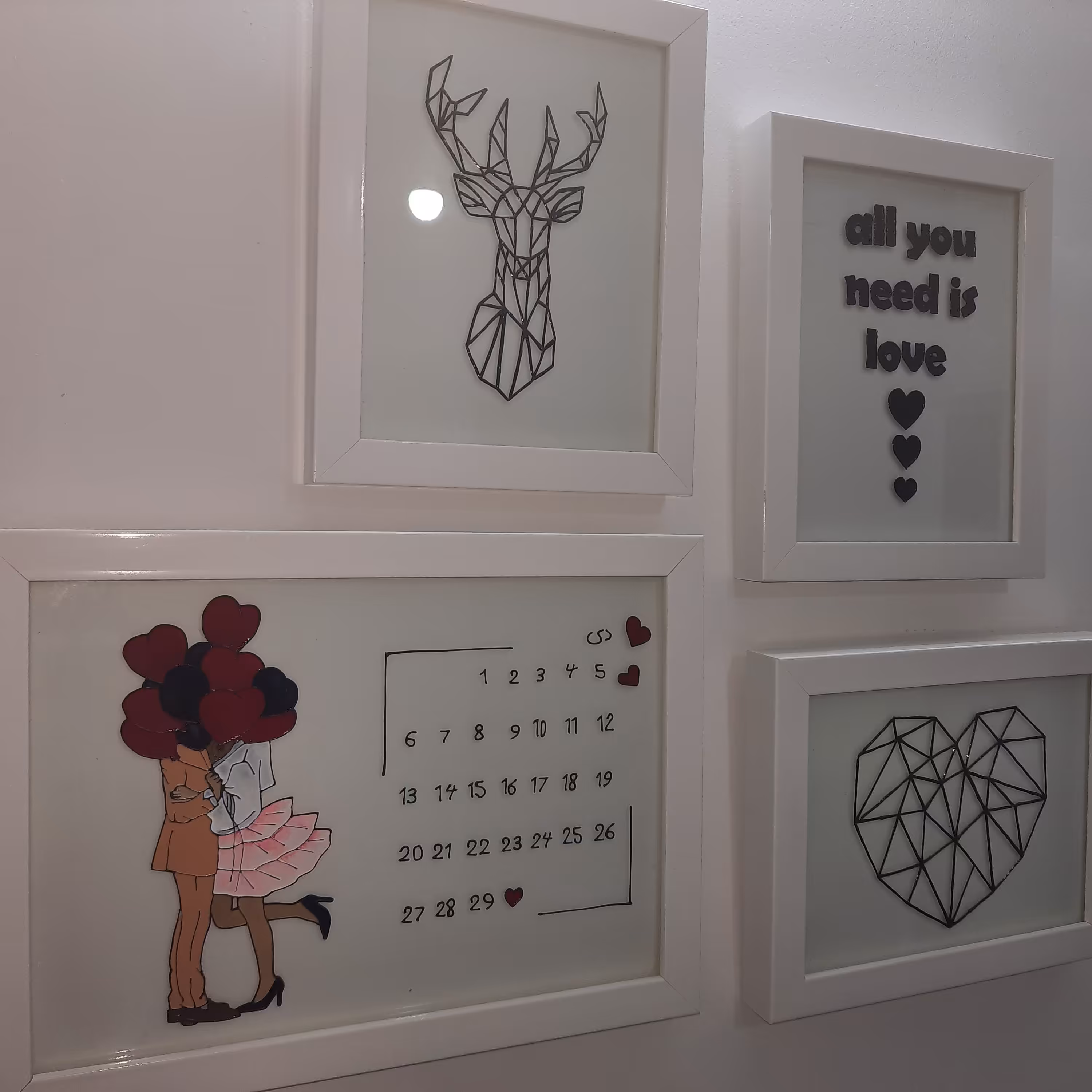 ست تابلو ویترای اتاق خواب مناسب جهیزیه. بالای تخت.عاشقانه .تقویم نوزاد.ماگ پس کرایه