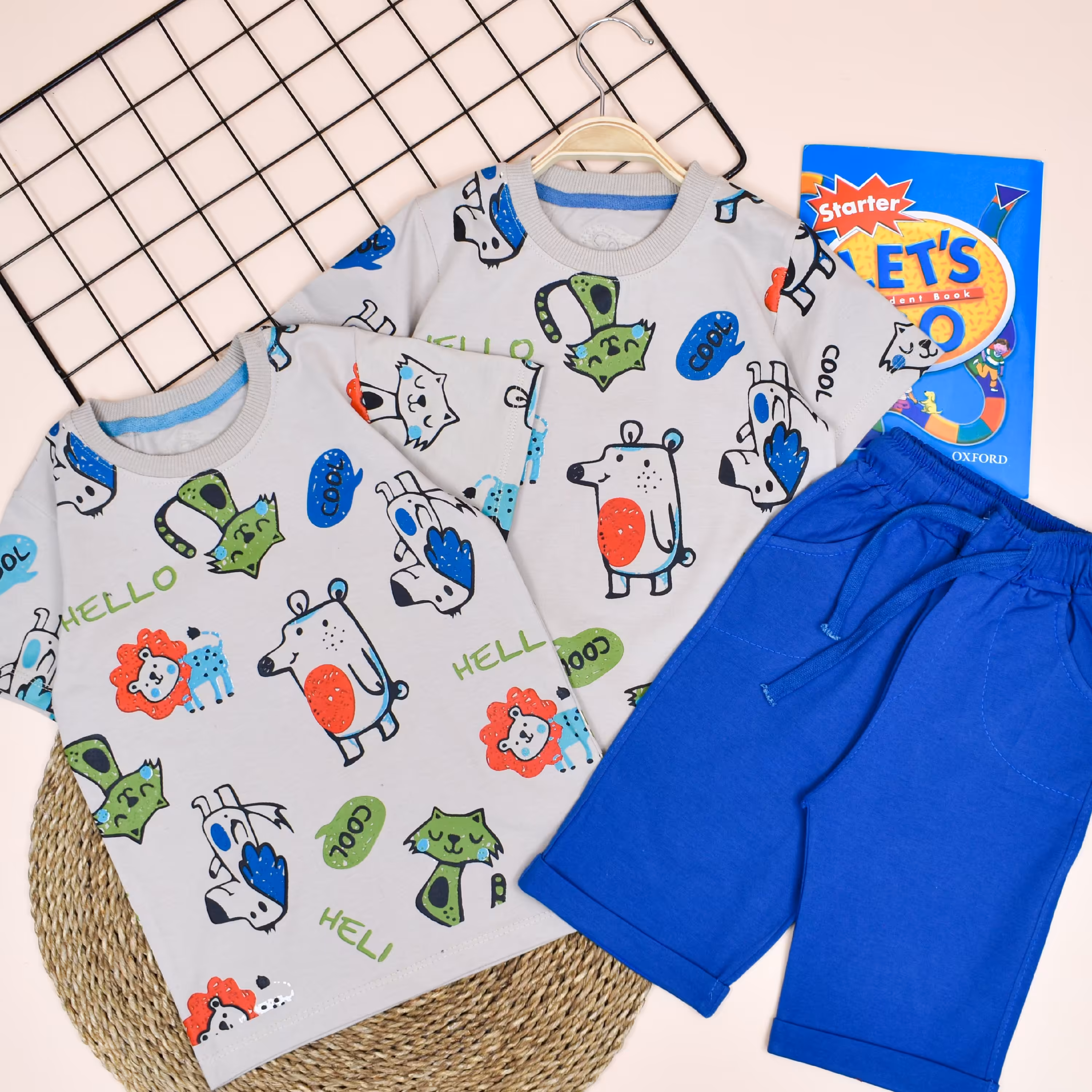 ست تیشرت و شلوارک پسرانه مدل حیوانات کارتونی کیفیت عالی 