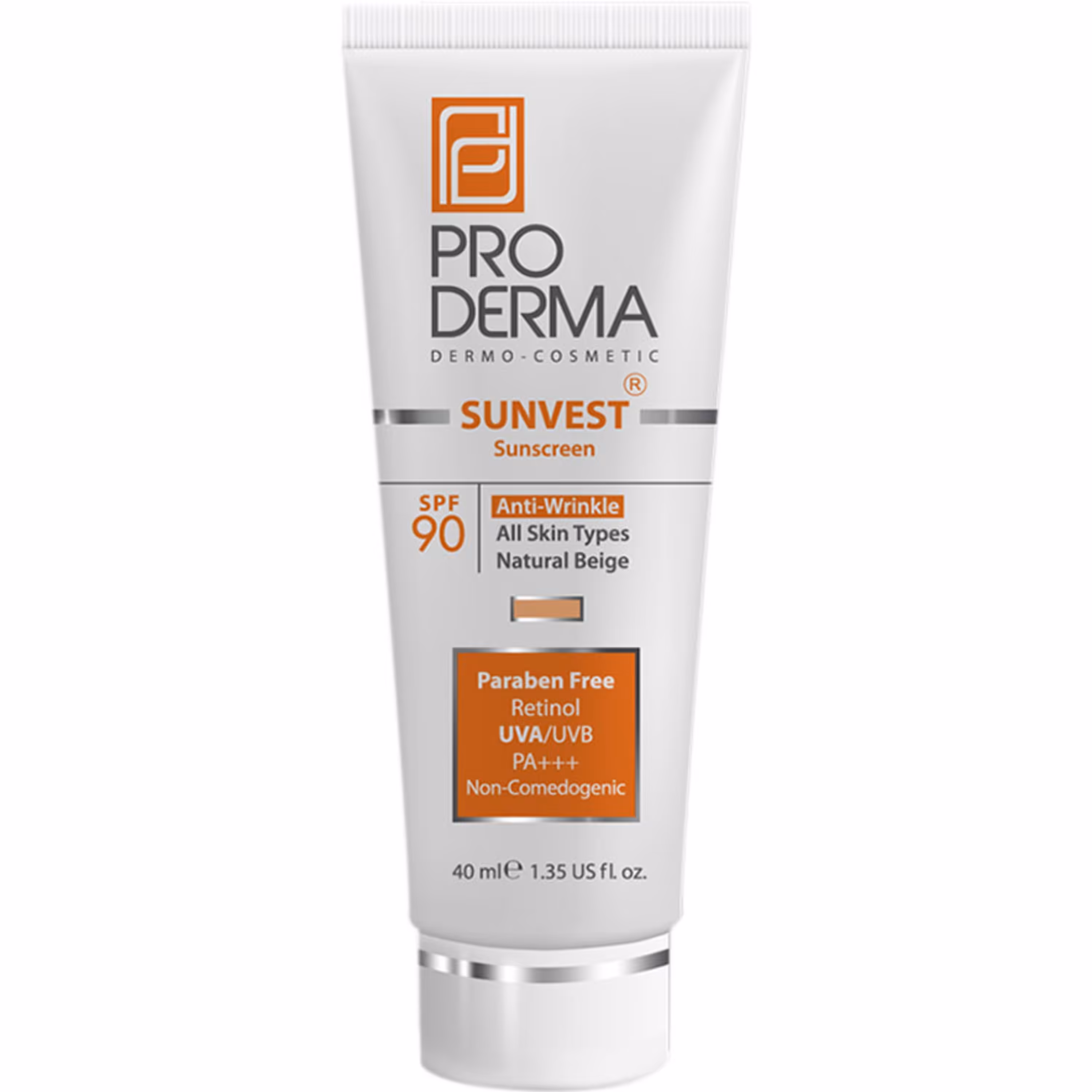 ضد آفتاب و ضد چروک بژ طبیعی SPF90 پرودرما حجم 40 میل