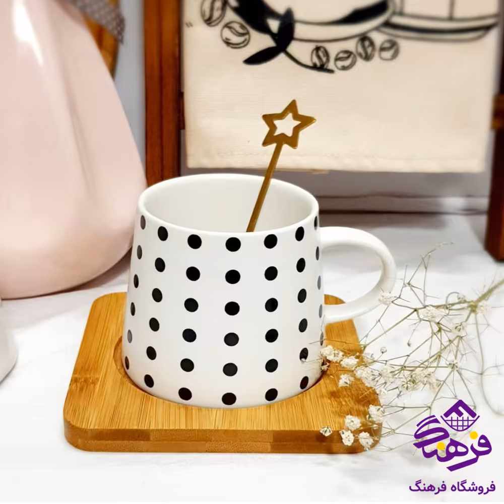 لیوان سرامیکی کف چوب