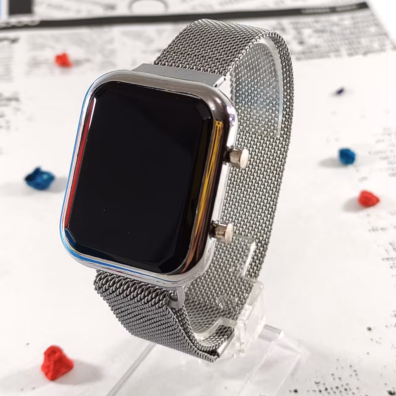  ساعت دکمه ای ال ای دی بند حصیری
