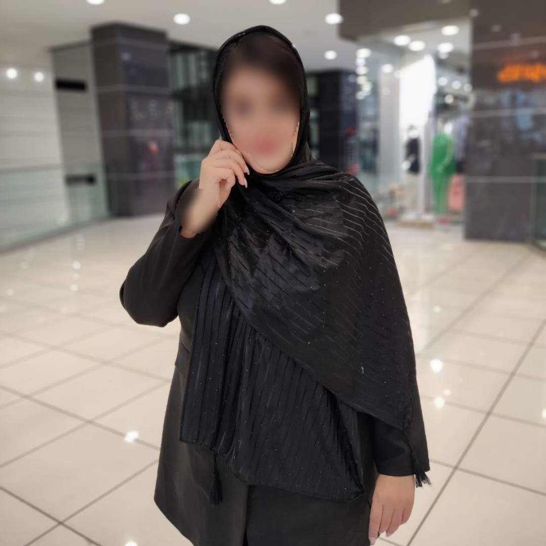 شال مجلسی نگینی راه راه منگوله دار مشکی ارسال رایگان