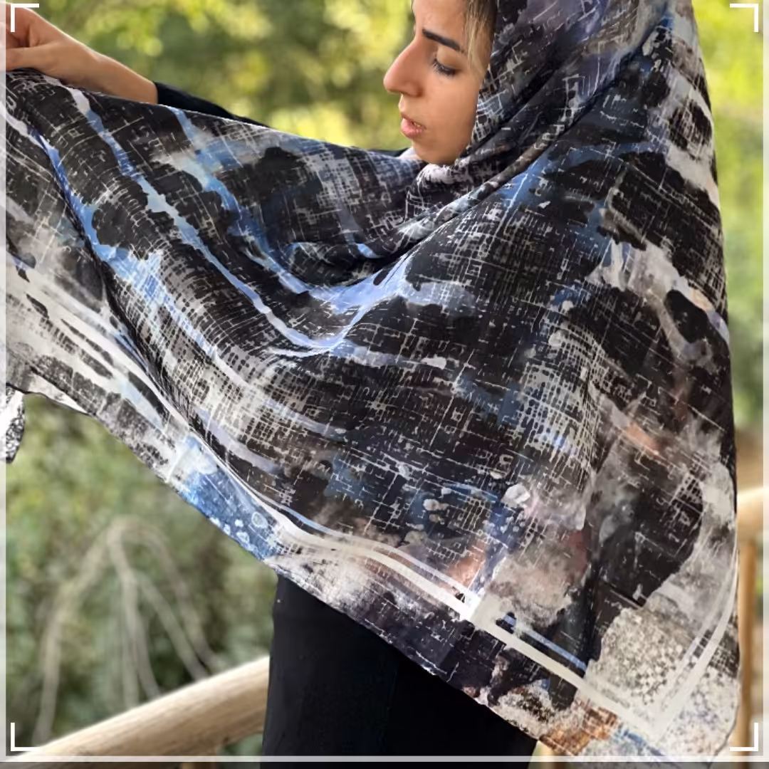 روسری قواره بزرگ  طرح یاس