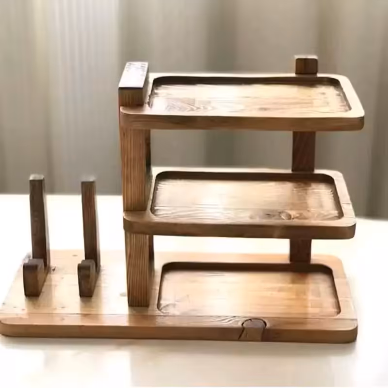 استند موبایل دوطبقه رومیزی چوبی ضد آب پوشش سیلرکیلر