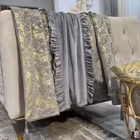 شال مبل طرح شهرزاد مخمل طوسی طلاکوب و طوسی ساده