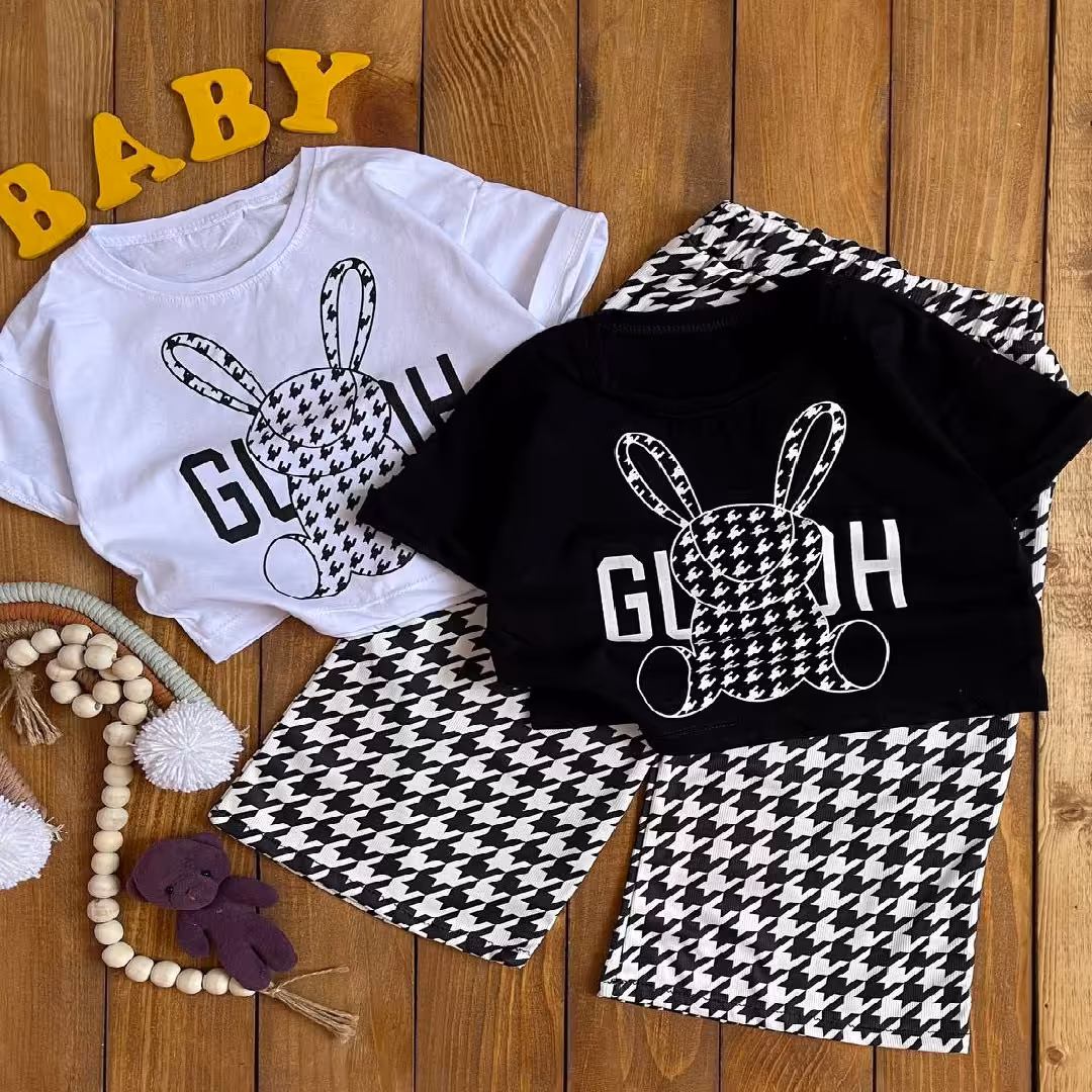 کراپ شلوار دخترانه سفید و مشکی سایز 50