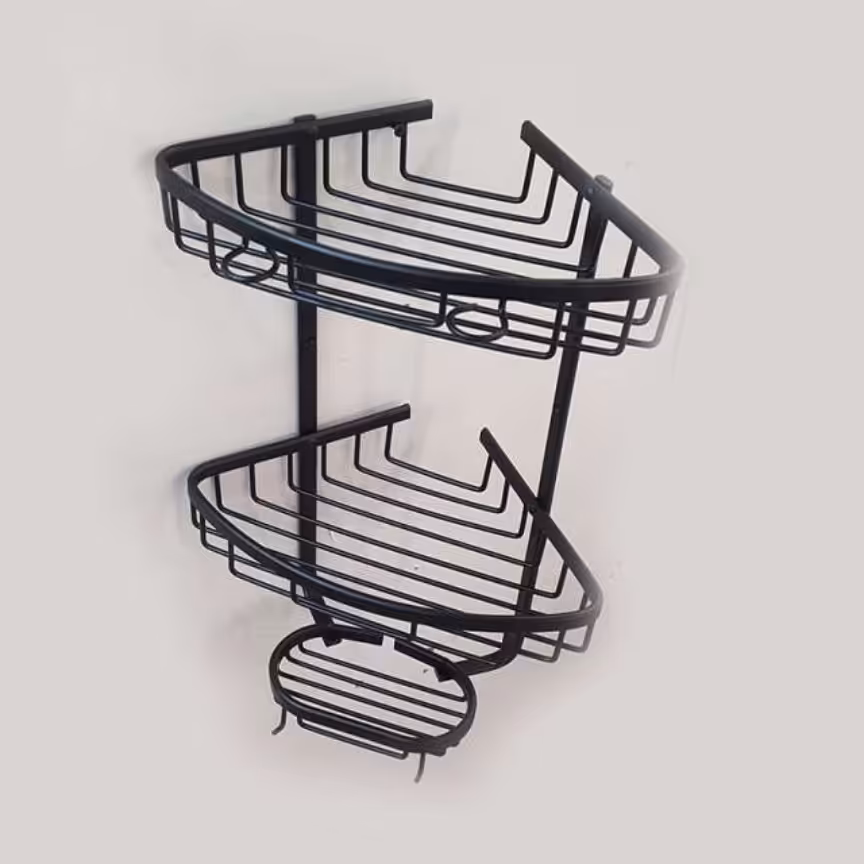 کنج دو طبقه آلمینیومی حمام مشکی