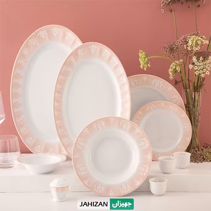 سرویس چینی زرین 29پارچه اوآسیس صورتی سری نئوکلاسیک