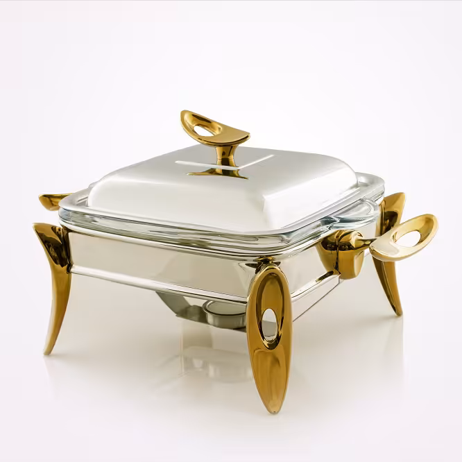 سوفله مربع متوسط تک استیل مدل لوپ (دسته طلایی)